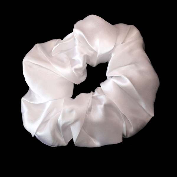 Scrunchie (100 % mullberry silk) - large - white