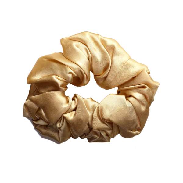 Scrunchie (100 % mullberry silk) - medium - gold