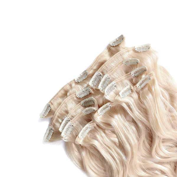 Hairoyal Clip-On-Tressen-Set #1001 gewellt (platinum blonde)