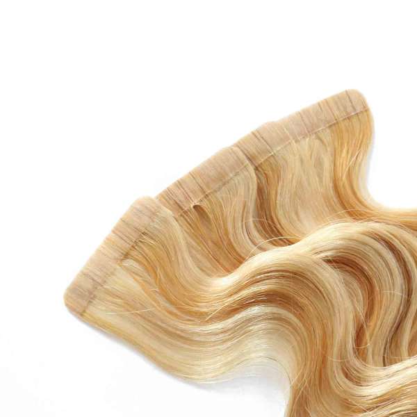 Hairoyal Skinny's - Tape Extensions gewellt 60 cm #140 (very light ultra blonde/ golden blonde)