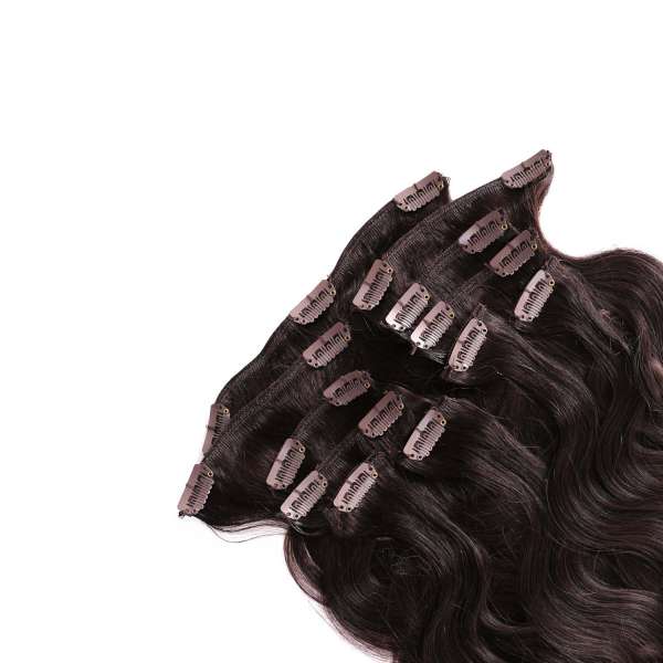 Hairoyal Clip-On-Weft-Set #2 wavy (darkbrown)
