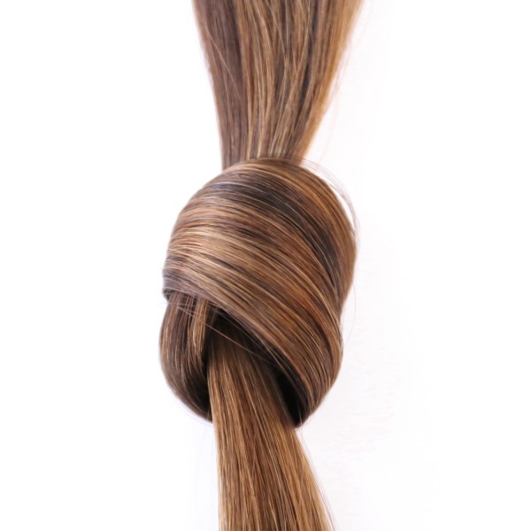 she Hair Extensions #6/12 - 50/60 cm glatt bicolour (light chestnut/light golden blonde)