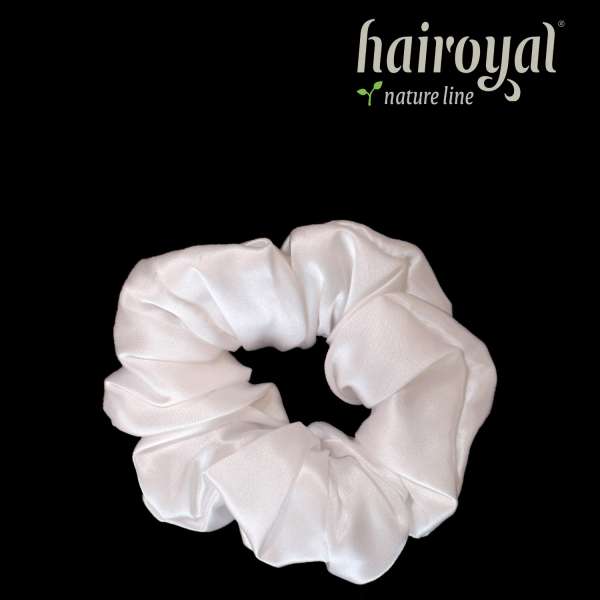 Scrunchie (100 % mullberry silk) - medium - white