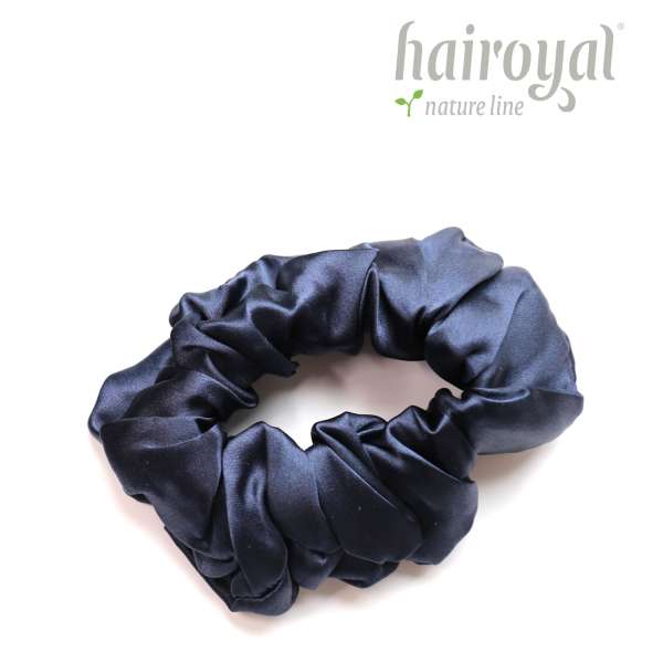 Scrunchie (100 % mullberry silk) - medium - dark blue