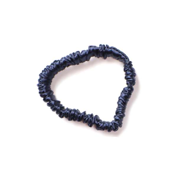 Scrunchie (100 % mullberry silk) - small - dark blue