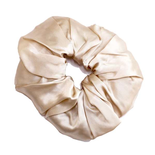 Scrunchie (100 % mullberry silk) - large - champagne