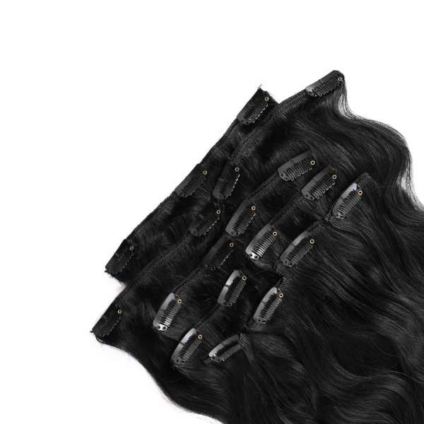 Hairoyal Clip-On-Weft-Set #1b wavy (black)